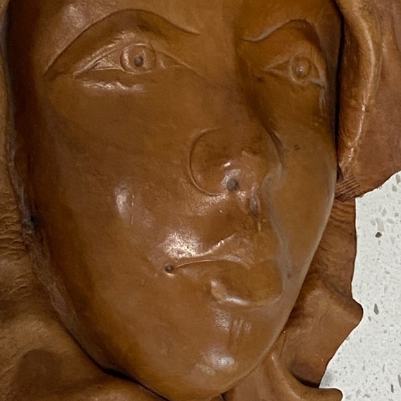 Vintage Leather Face Mask of Girl with Flowing Hair - Picture 4 of 8